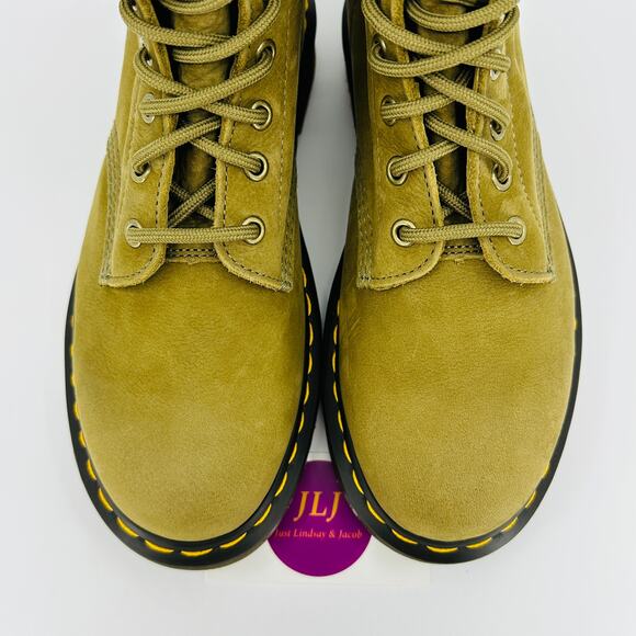Dr. Martens Women's 101 UB Muted Olive Tumbled Nubuck Leather Ankle Boots Size 7 - Picture 4 of 11